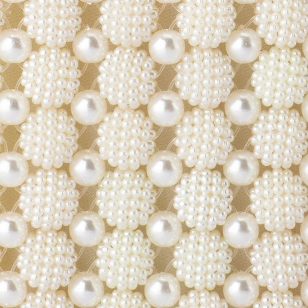 Olga Berg SALLY Beaded Top Handle Bag - Ivory