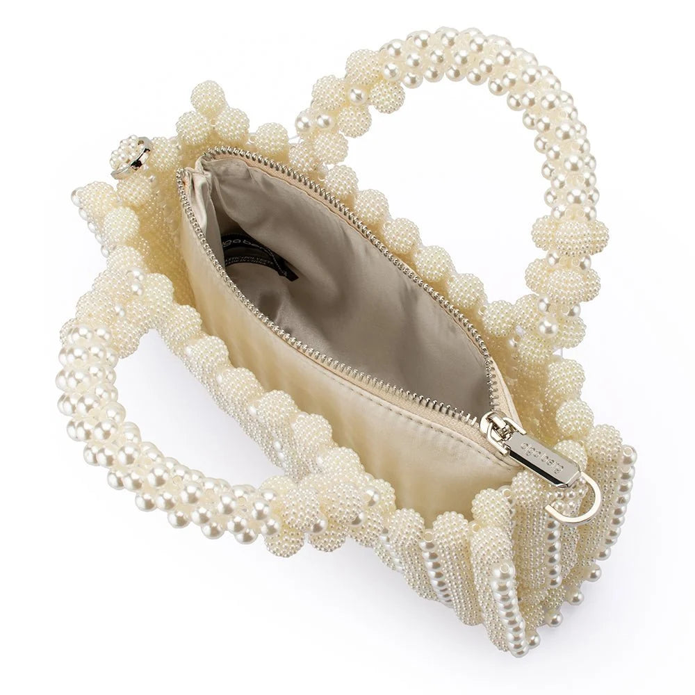 Olga Berg SALLY Beaded Top Handle Bag - Ivory