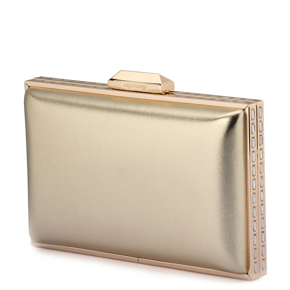 Olga Berg SAMMI Crystal Frame Clutch - Gold