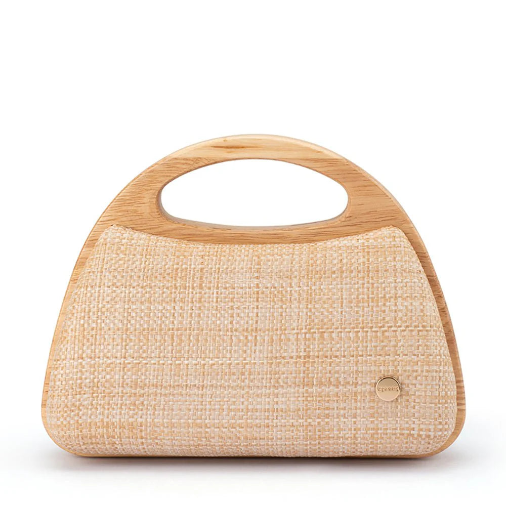 Olga Berg Sarah Wooden Frame Bag - Natural