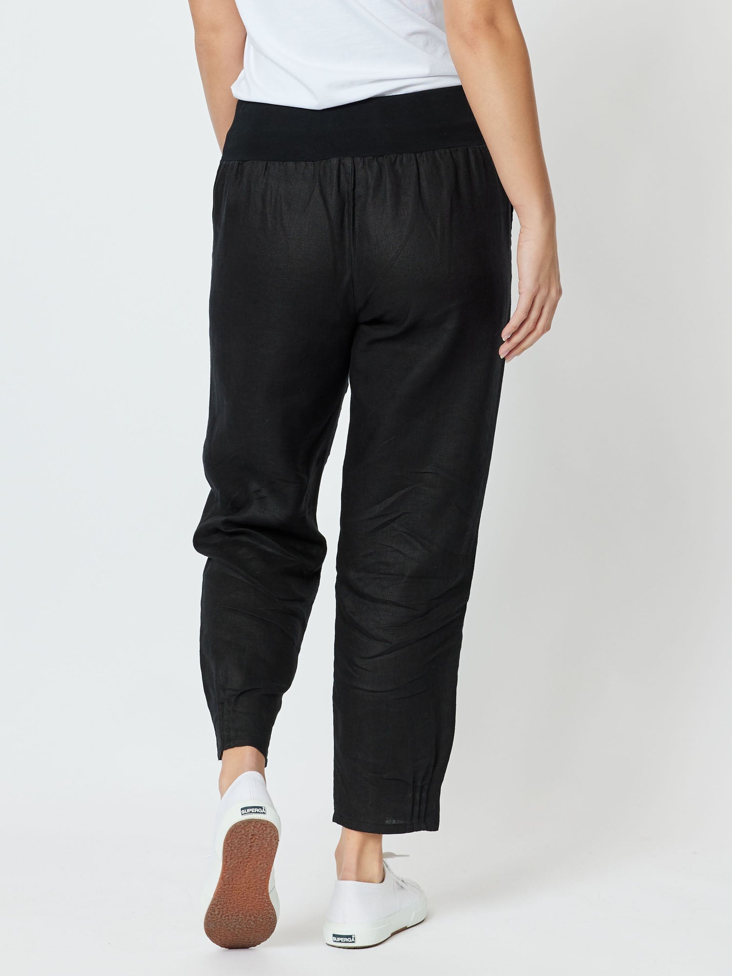 Gordon Smith Sarah Linen Pleat Hem Pant - Black