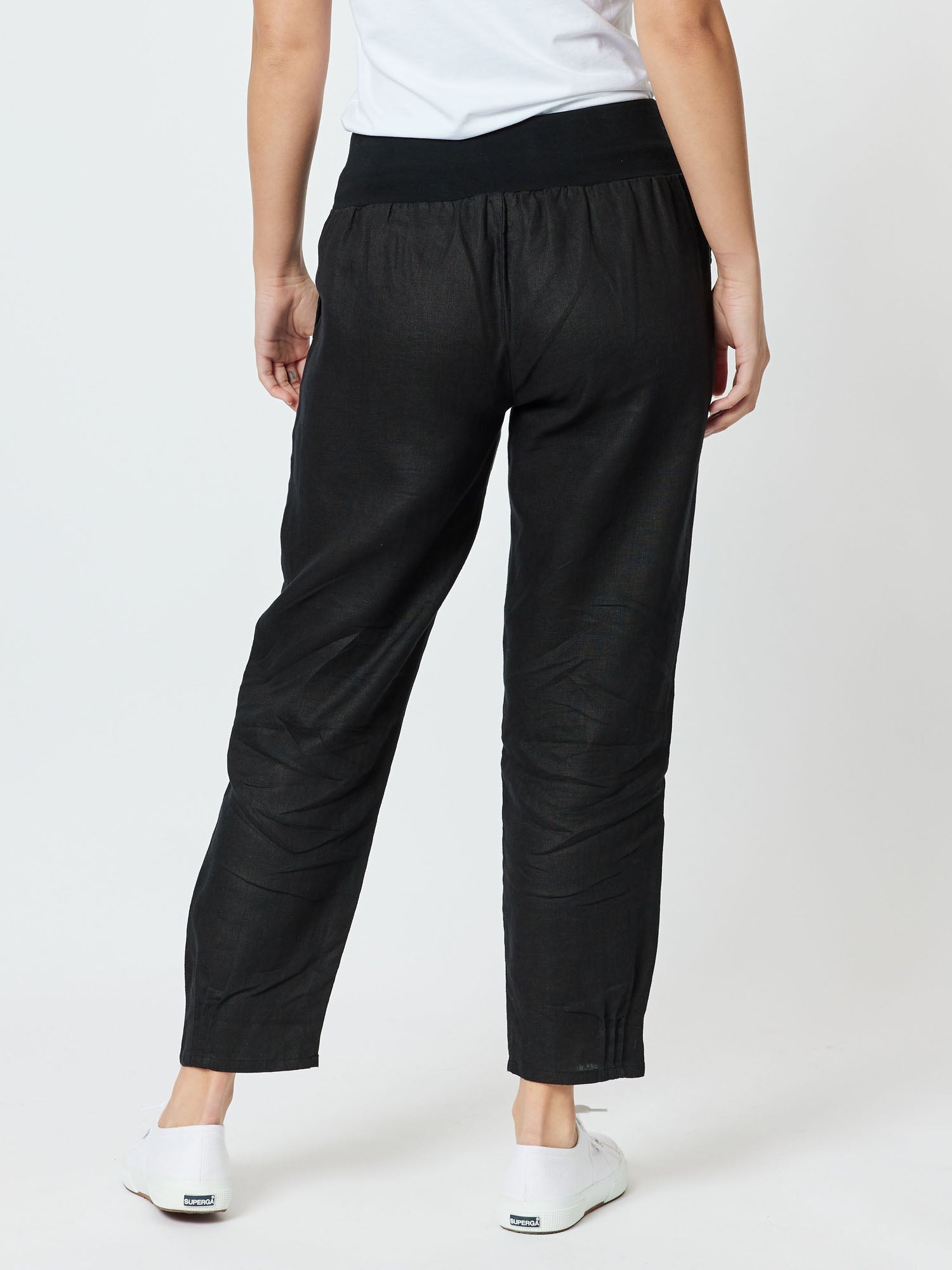 Gordon Smith Sarah Linen Pleat Hem Pant - Black