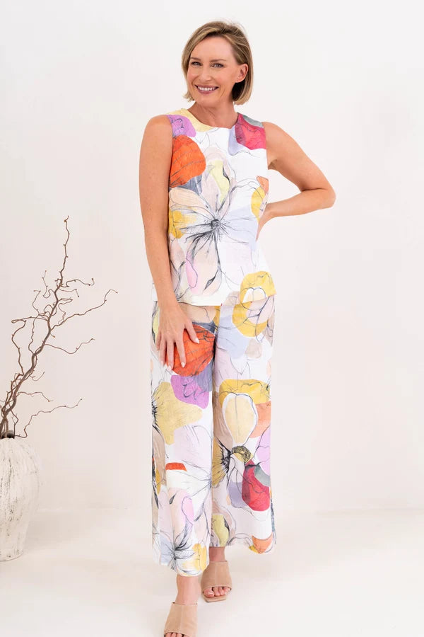 See Saw Button Back Shell Top - Petal Drift Print