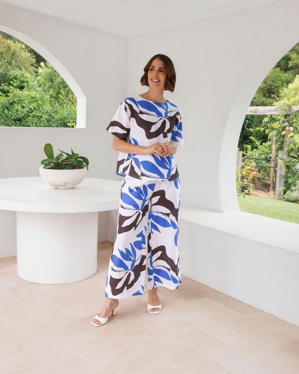 See Saw Drawstring Pant - Shadow Leaf Print