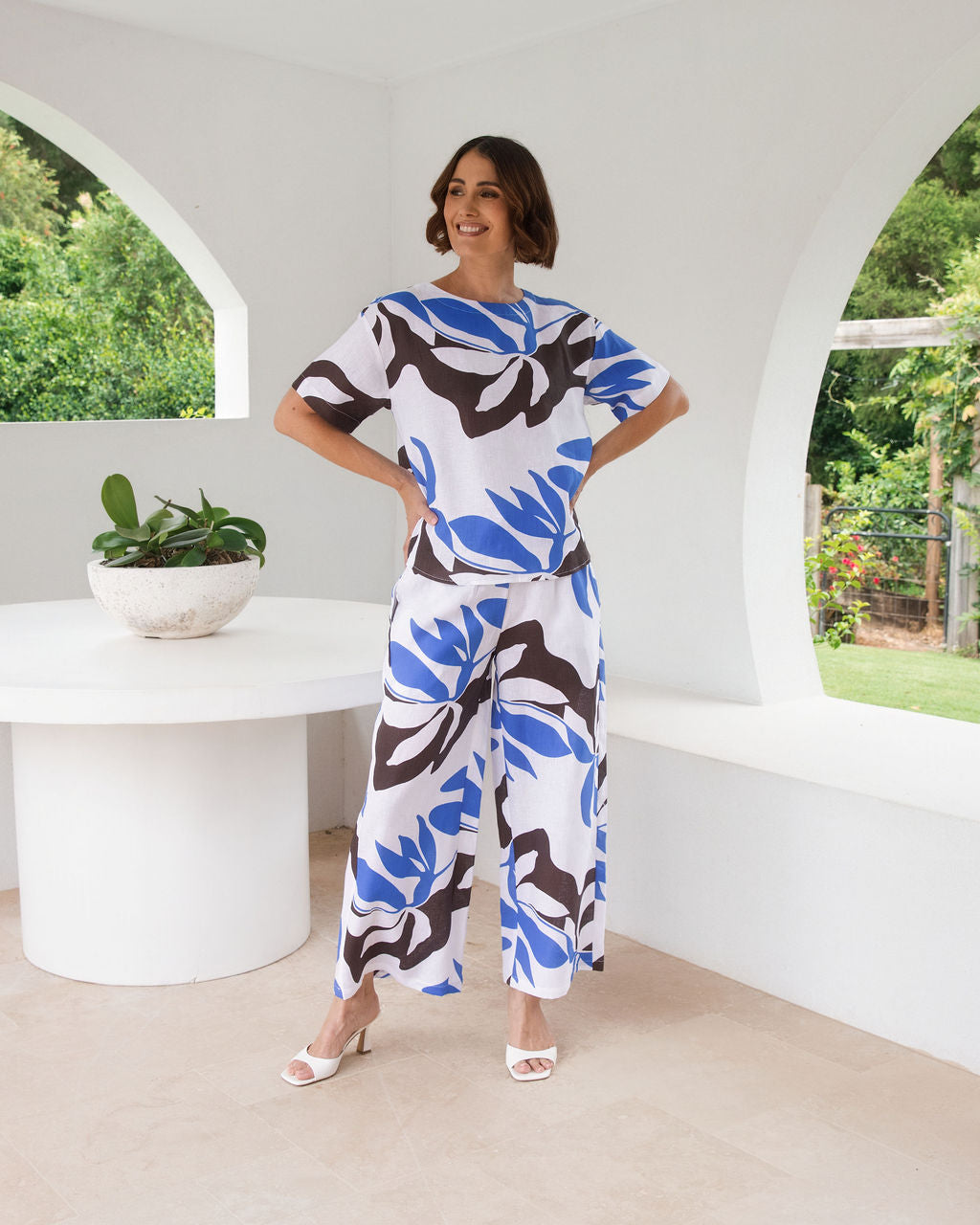 See Saw Drawstring Pant - Shadow Leaf Print