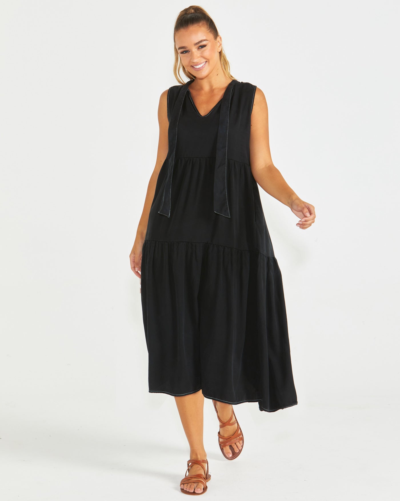 Sass Seville Tiered Dress - Black