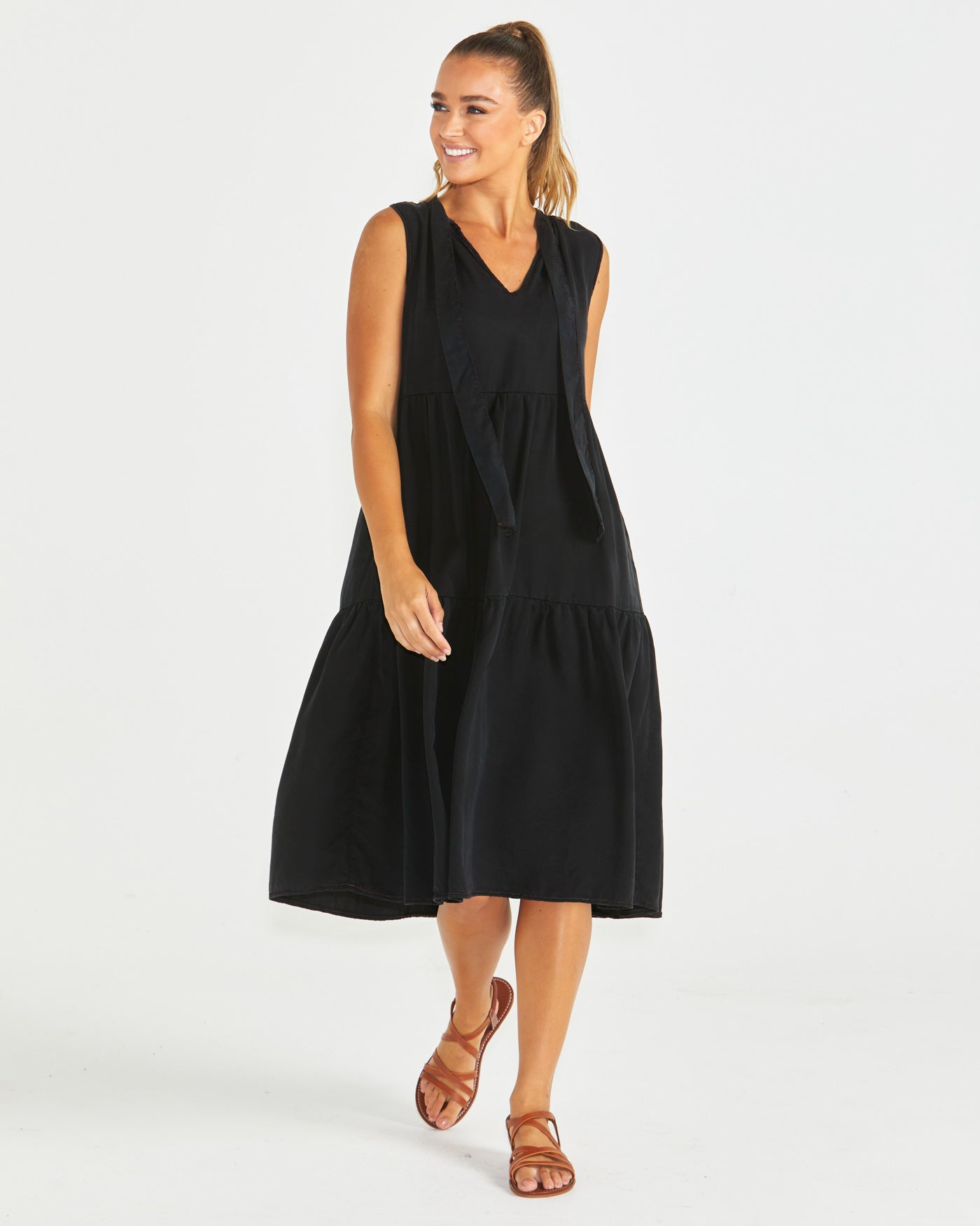 Sass Seville Tiered Dress - Black