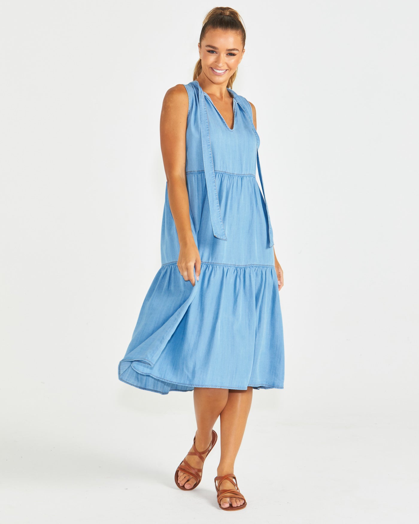 Sass Seville Tiered Dress - Chambray