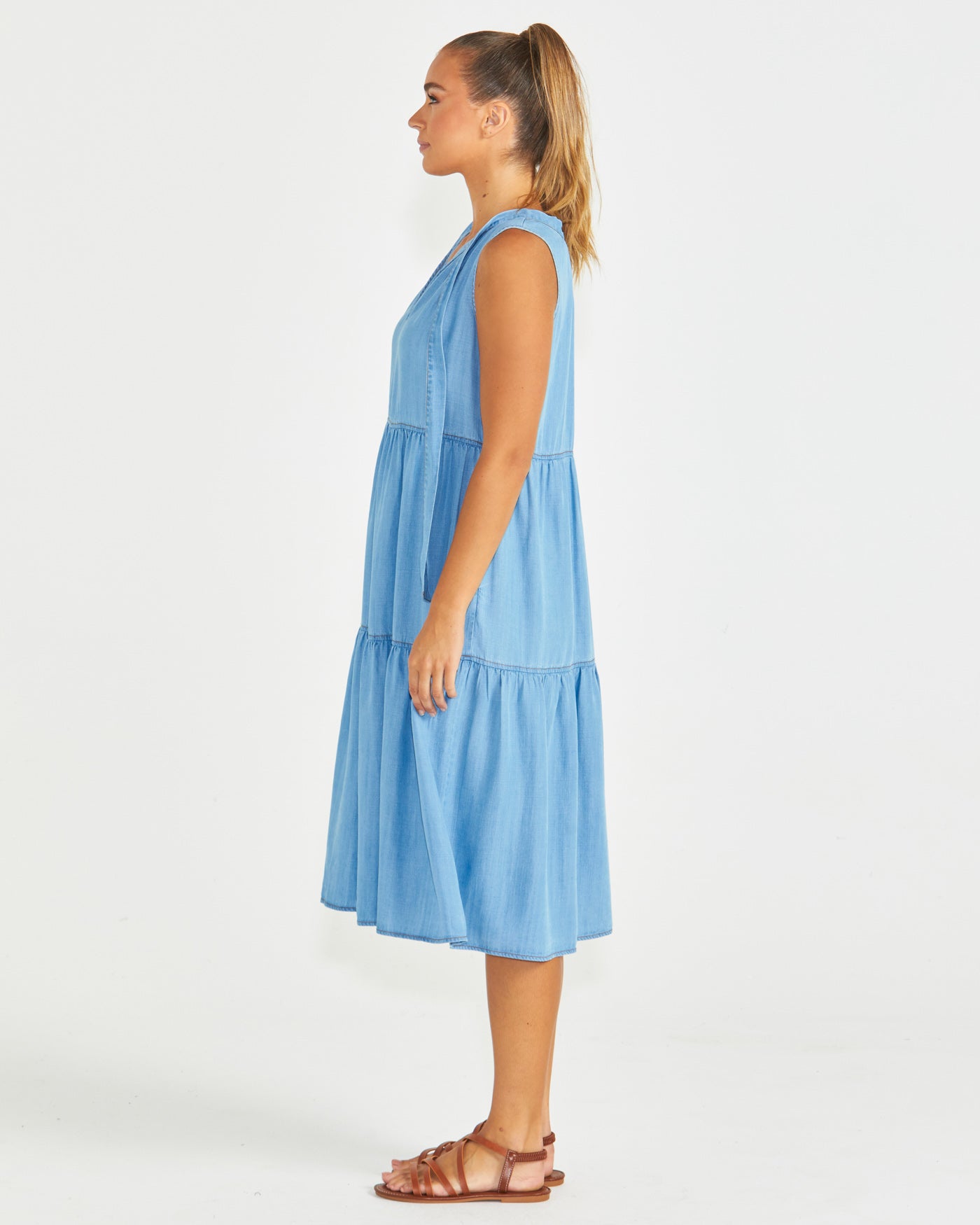 Sass Seville Tiered Dress - Chambray