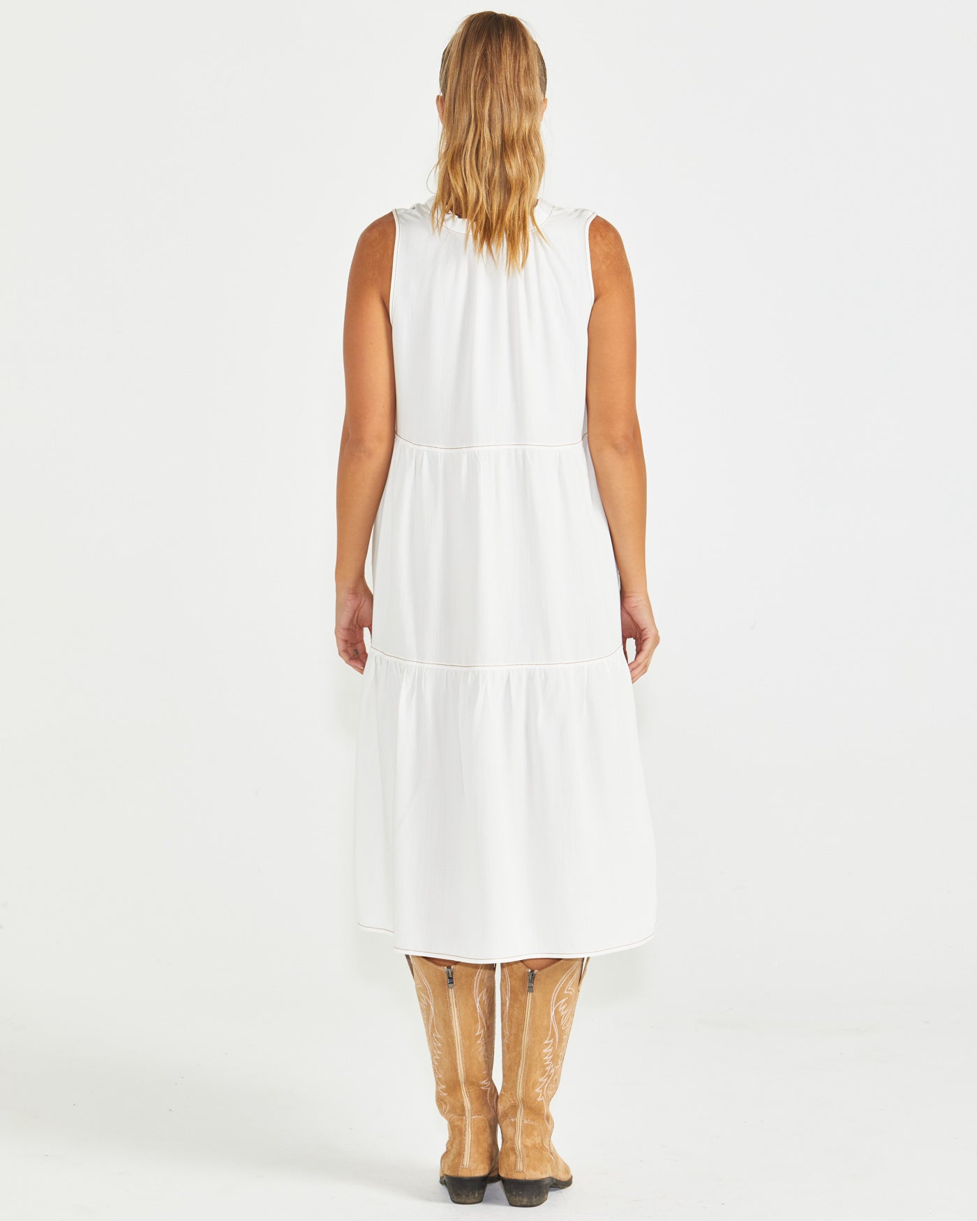 Sass Seville Tiered Dress - White