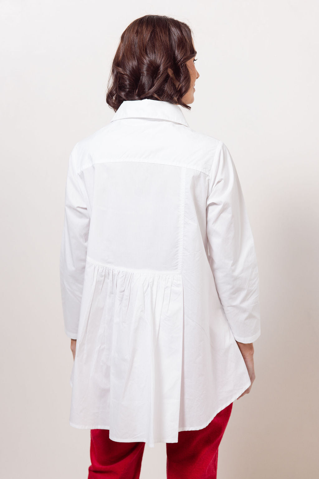 See Saw Long Sleeve Gathered Back Shirt - White