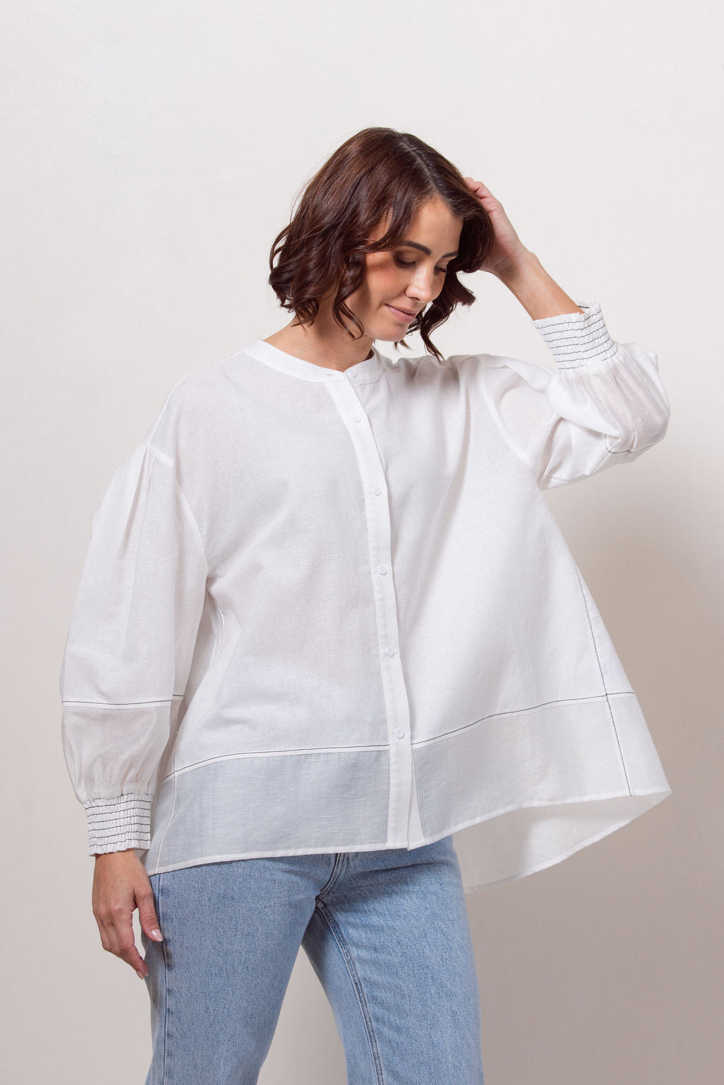 See Saw Shirring Back Shirt - White