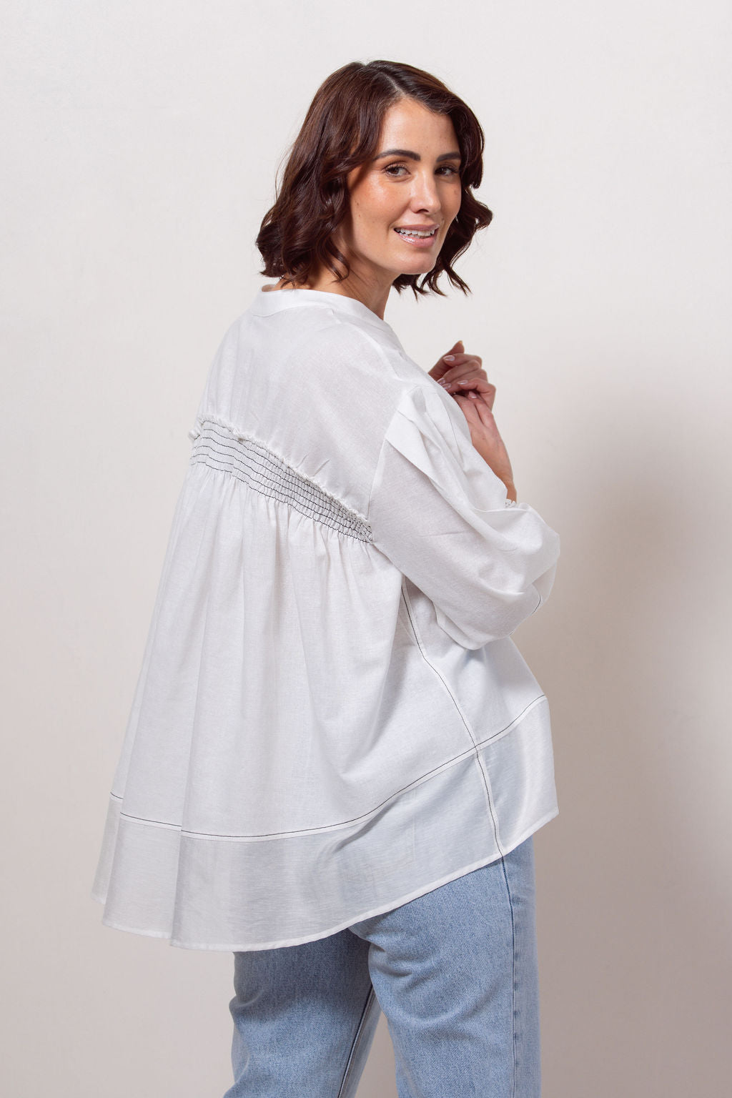 See Saw Shirring Back Shirt - White