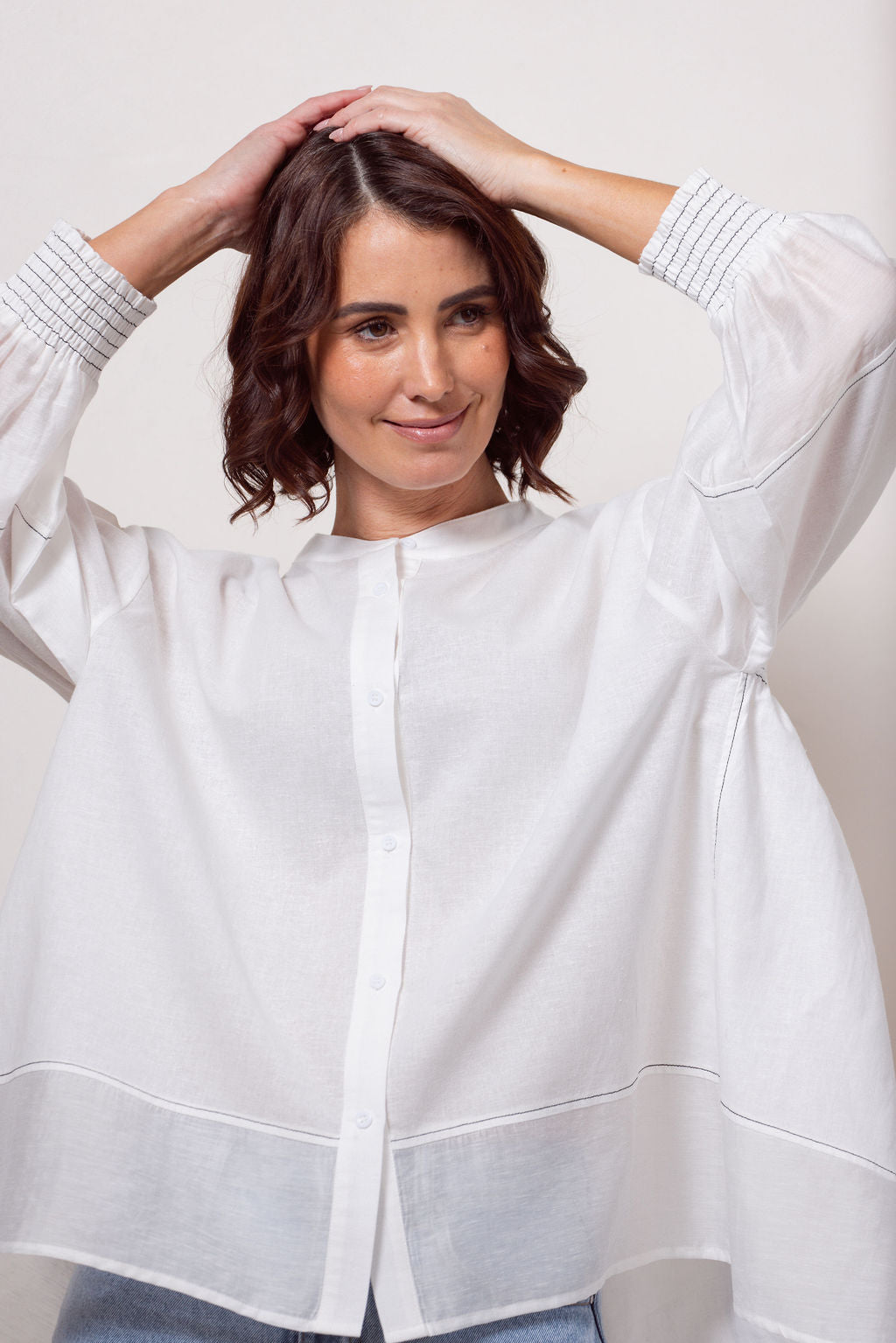 See Saw Shirring Back Shirt - White