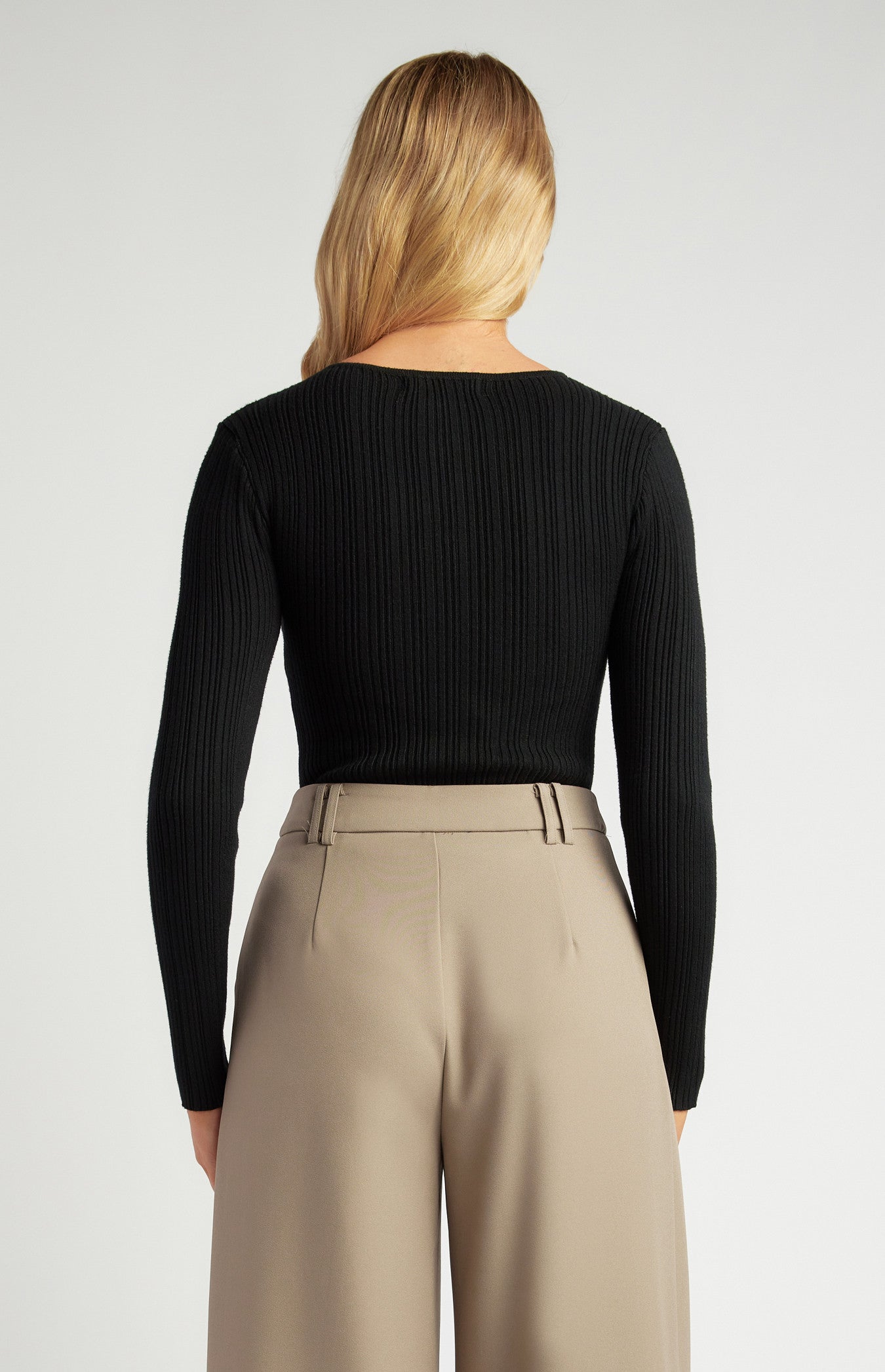 Style State Embossed Gold Button Textured Rib Knit Bodysuit - Black