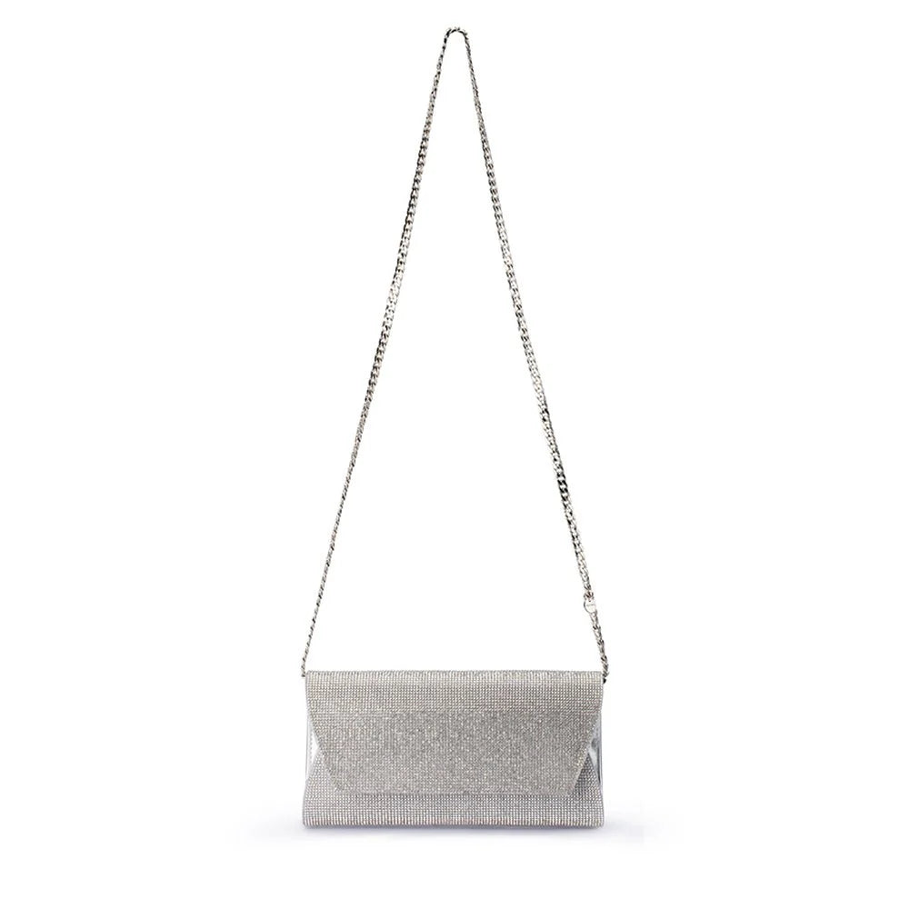 Olga Berg STACEY Crystal Clutch - Silver