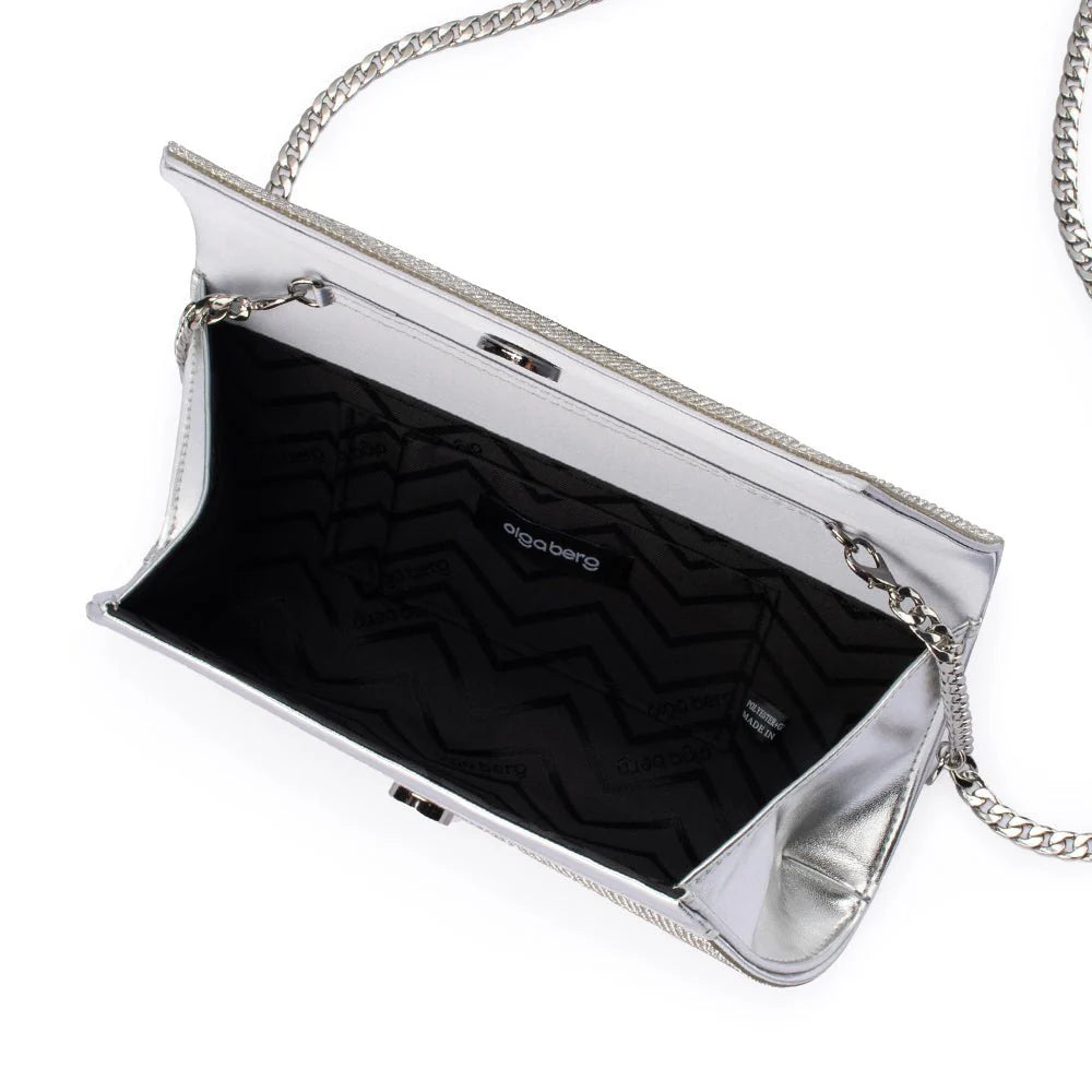 Olga Berg STACEY Crystal Clutch - Silver