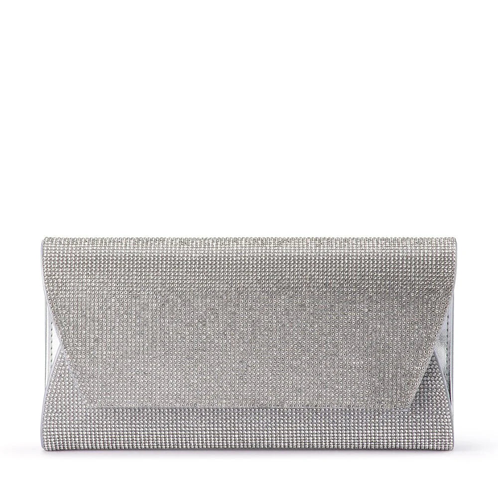 Olga Berg STACEY Crystal Clutch - Silver