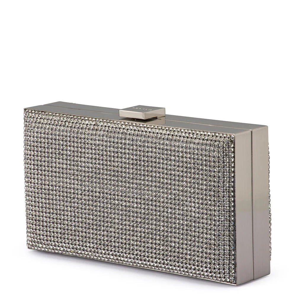 Olga Berg STEF Crystal Box Clutch - Silver