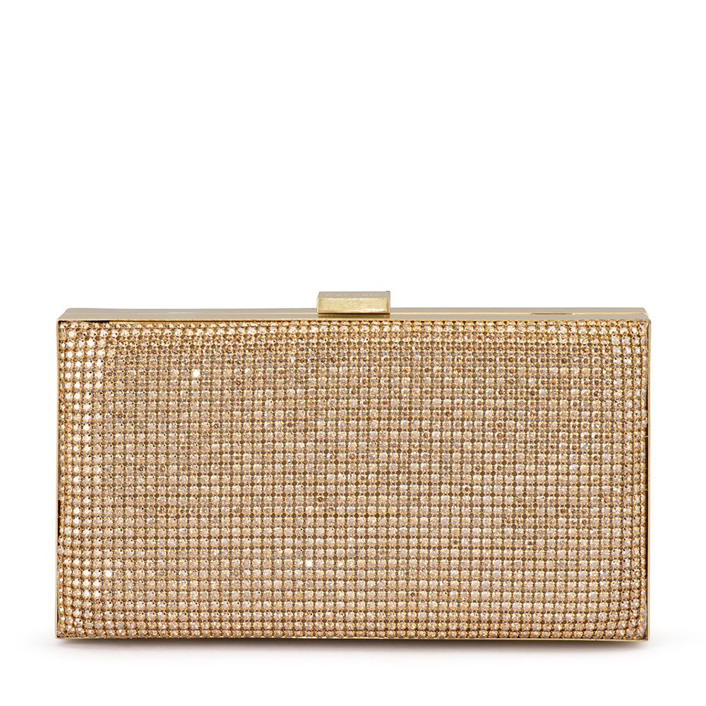 Olga Berg STEF Crystal Box Clutch - Gold