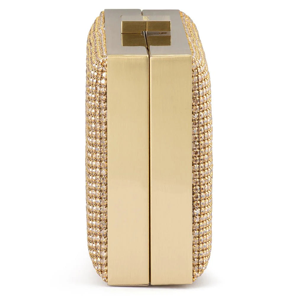 Olga Berg STEF Crystal Box Clutch - Gold