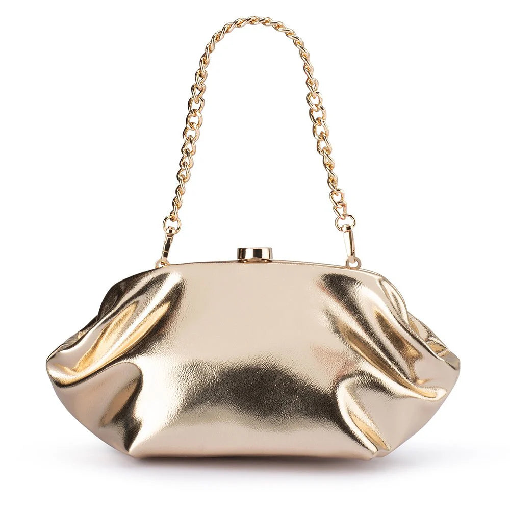 Olga Berg TALLY Metallic Clutch - Gold