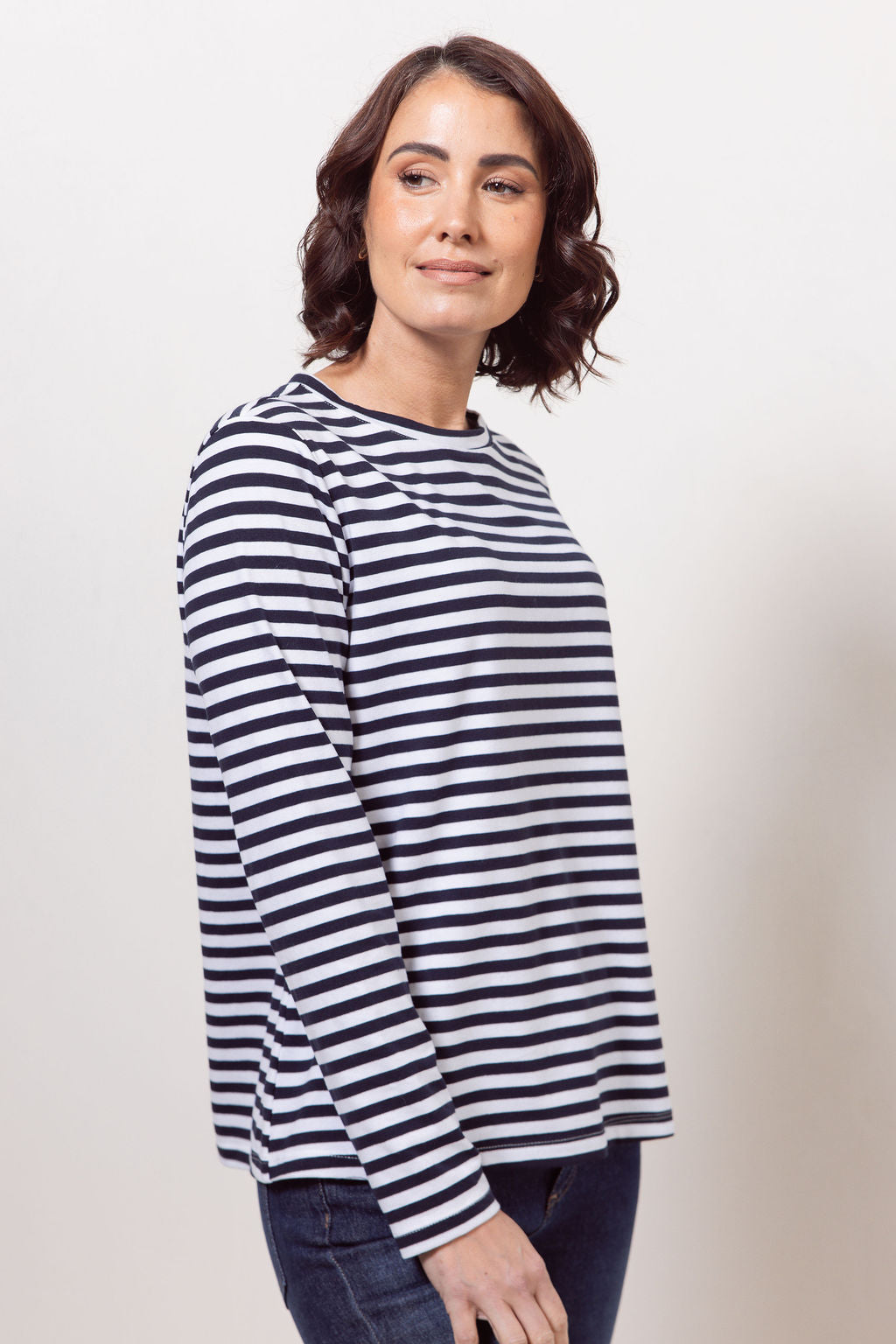 See Saw Stripe Long Sleeve Top - Navy/White