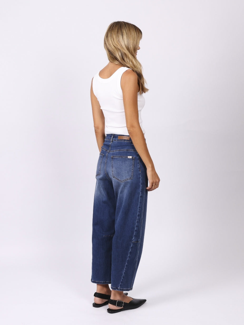 Monaco Toni Barrel Jeans - Mid Blue
