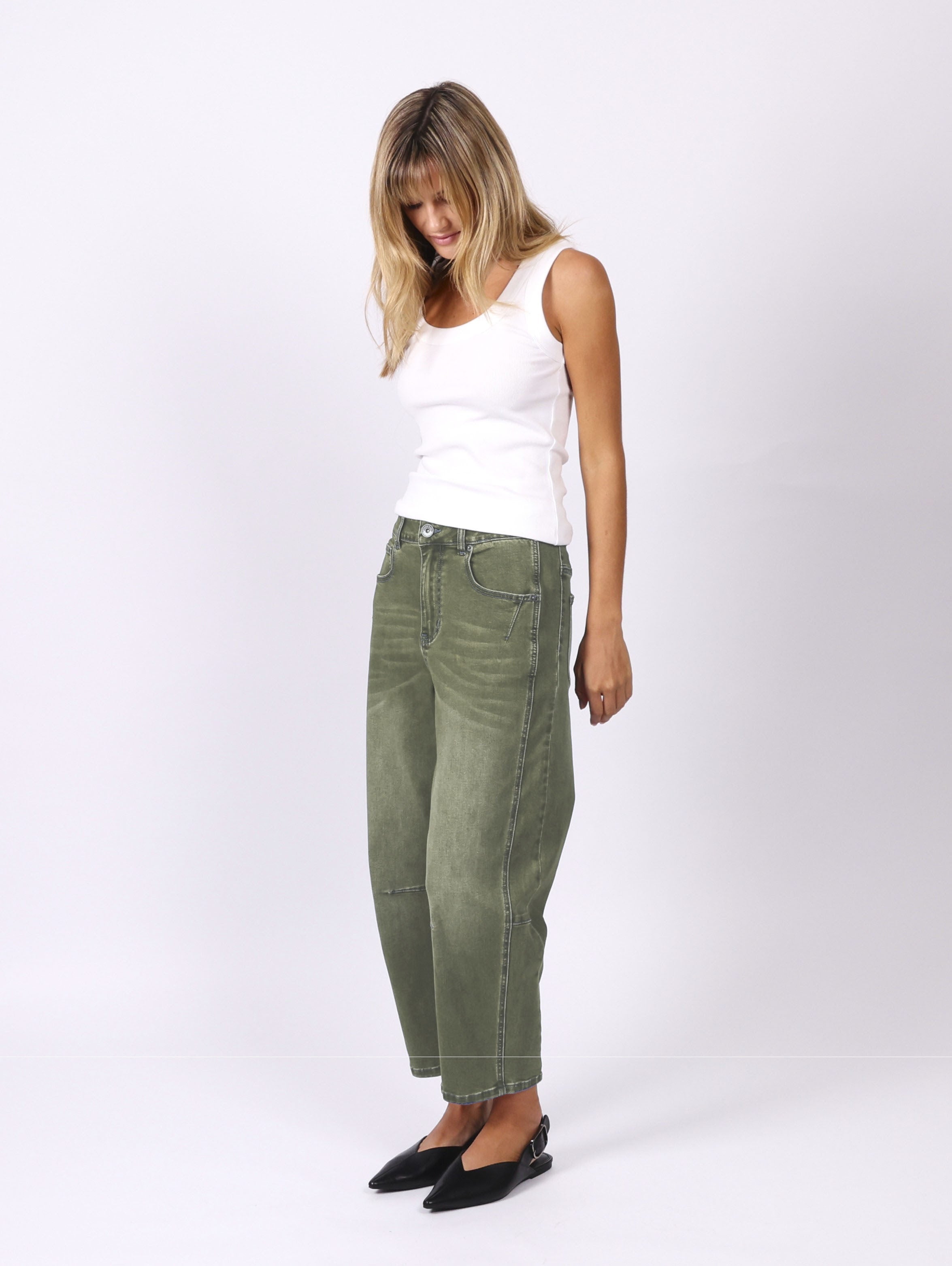 Monaco Toni Barrel Jeans - Khaki