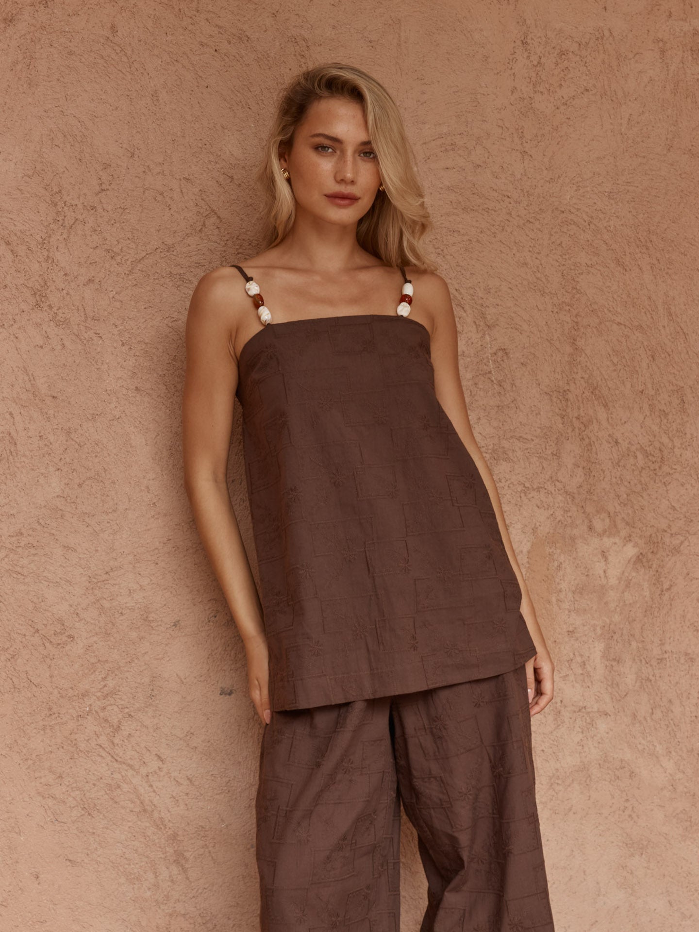 Sass India Embroidered Tunic - Chocolate