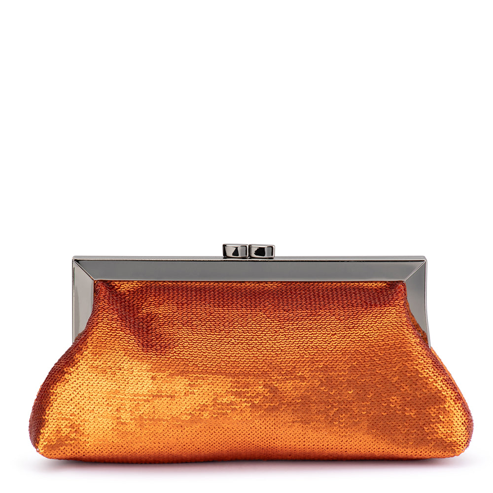 Olga Berg Zephyr Sequin Clutch - Copper