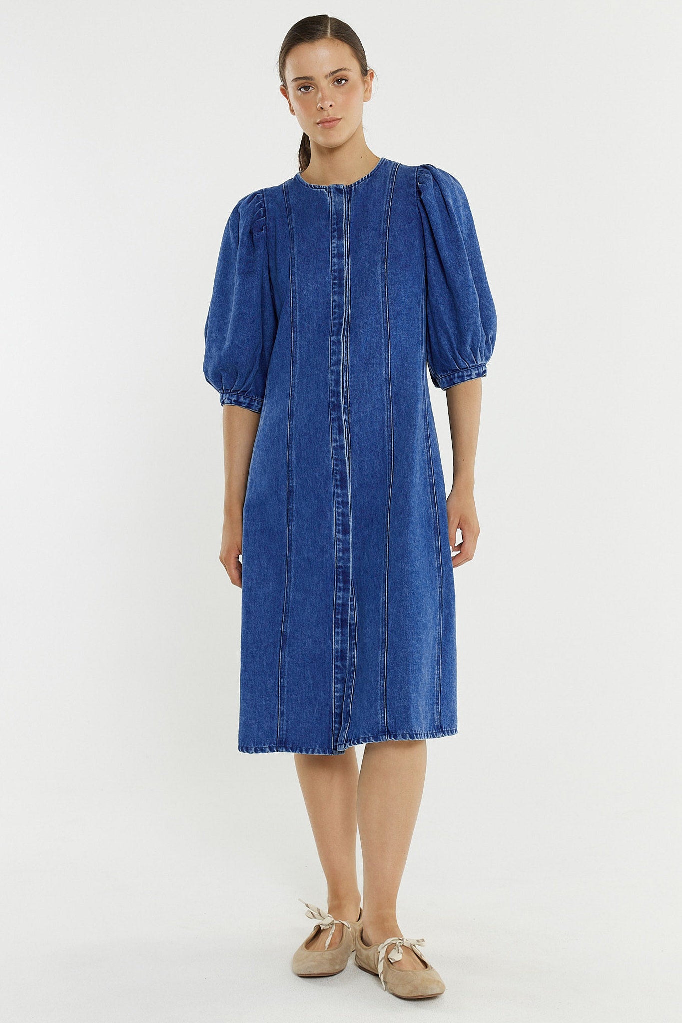 Sass Elijah Midi Denim Dress - Classic Blue