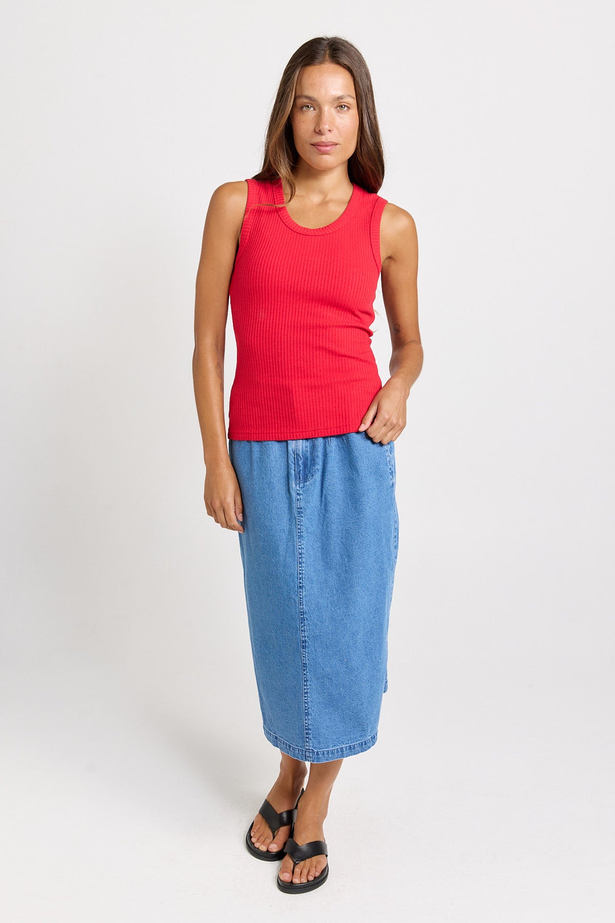 Betty Basics Francis Rib Tank - Red