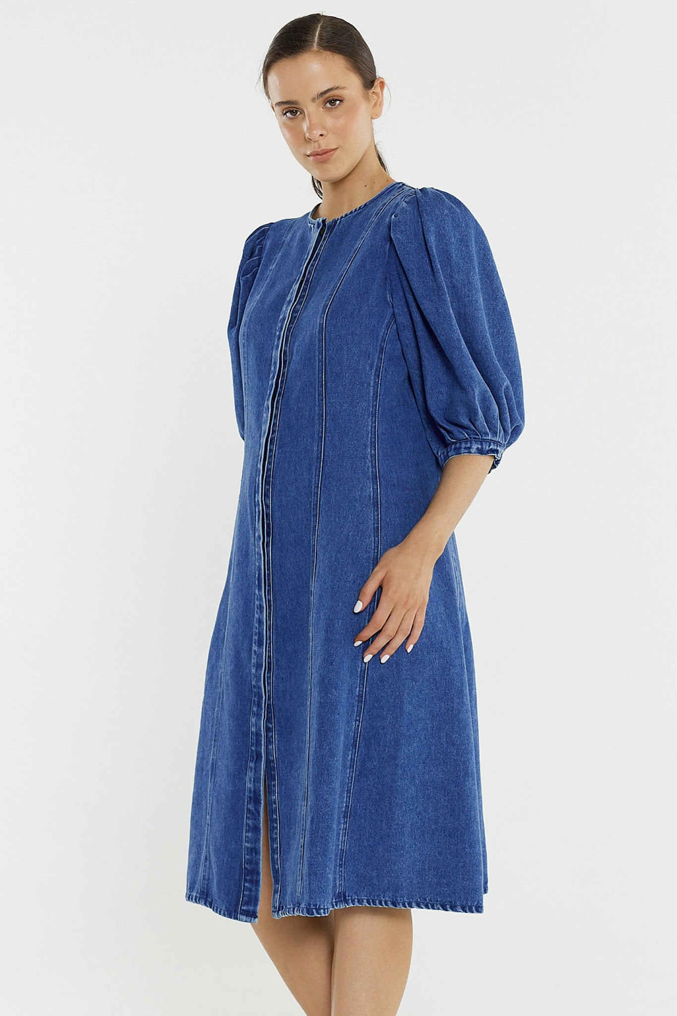 Sass Elijah Midi Denim Dress - Classic Blue