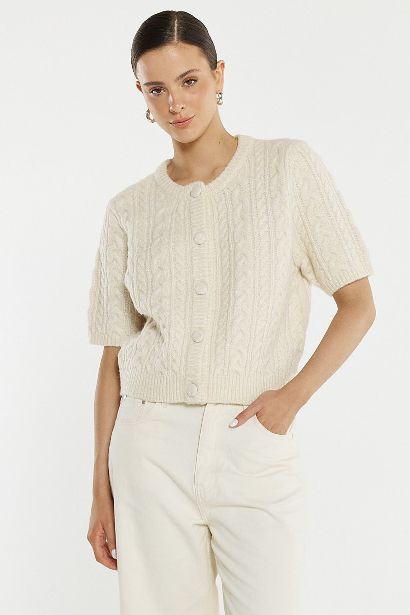 Sass Gia Cable Cardi - Cream