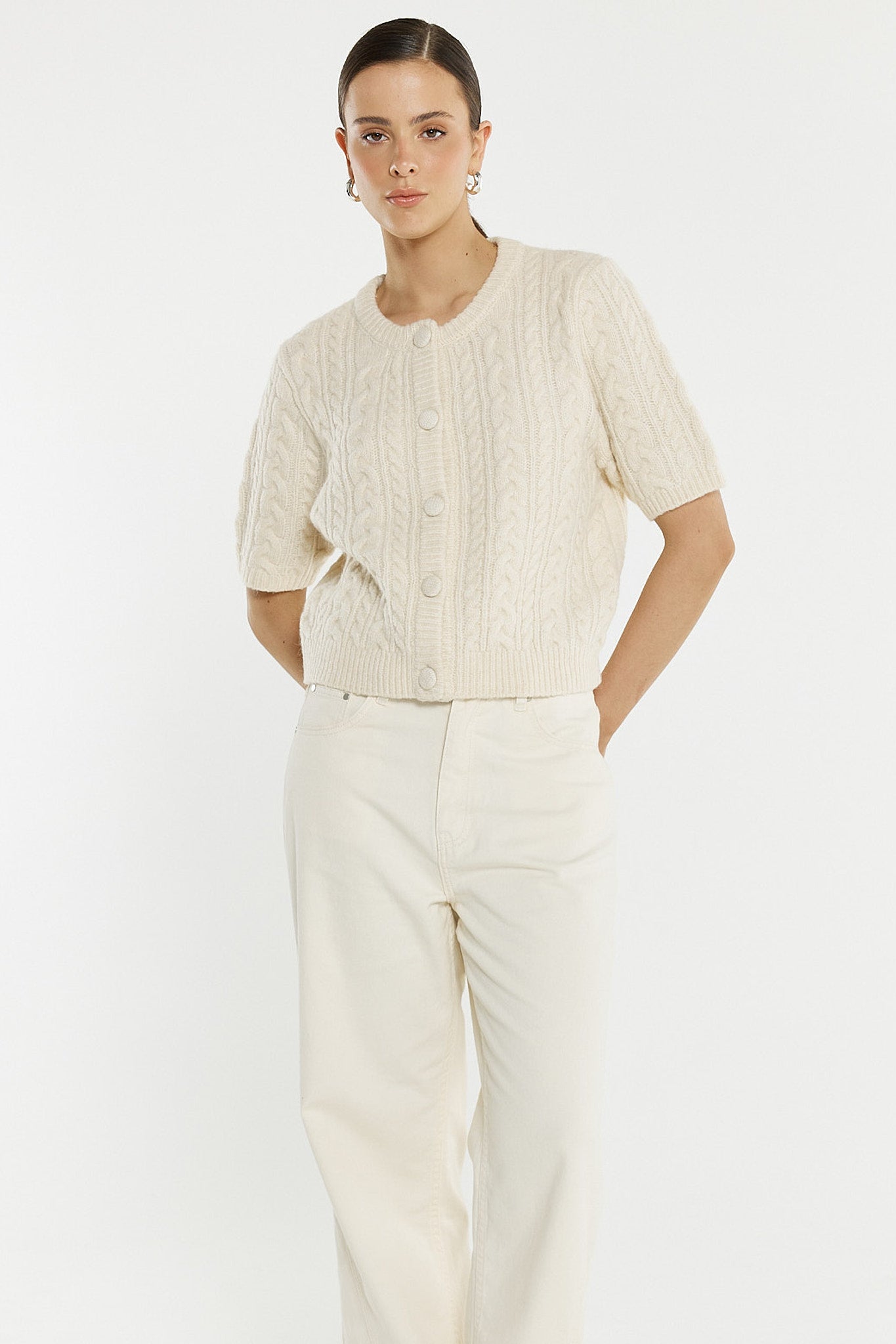 Sass Gia Cable Cardi - Cream