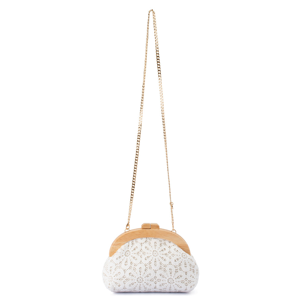 Olga Berg BONNIE Lace Clutch - White