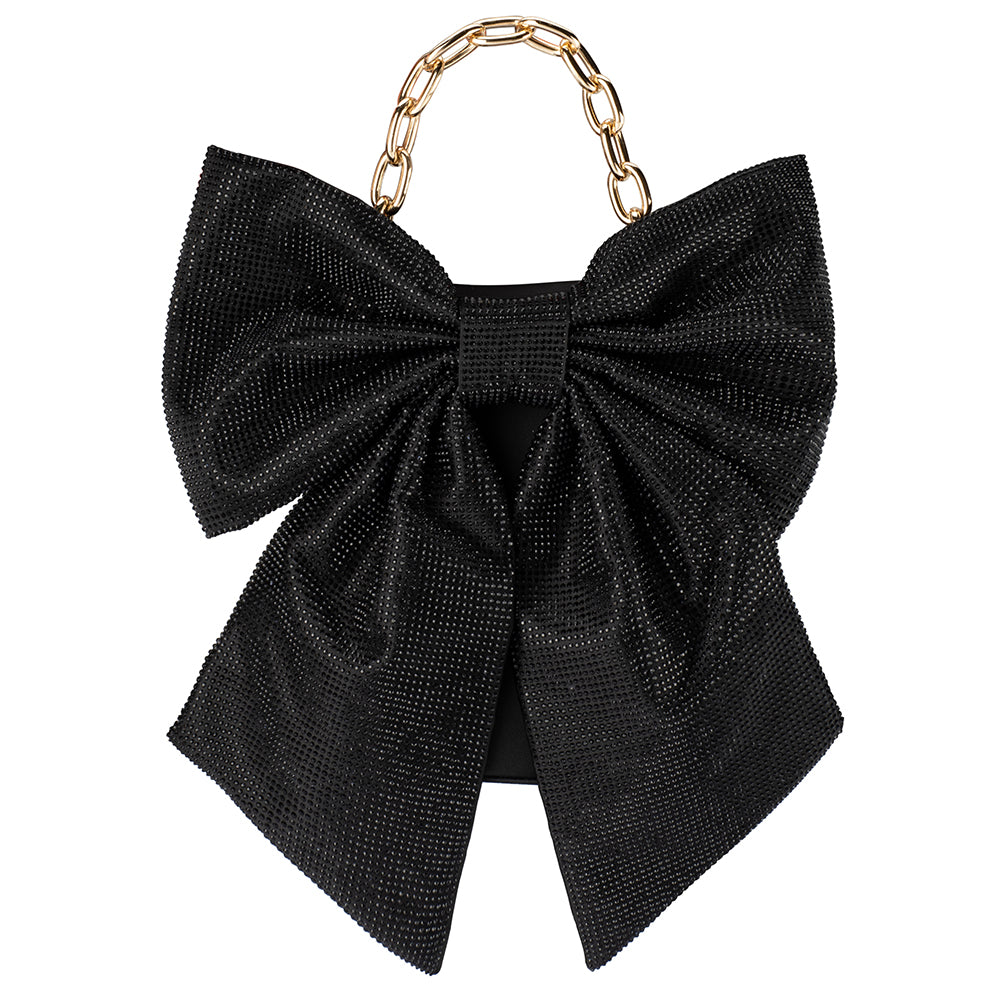 Olga Berg Drew Crystal Bow Bag - Black
