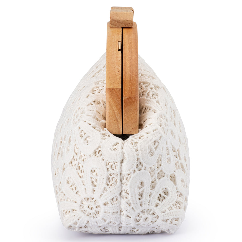Olga Berg BONNIE Lace Clutch - White