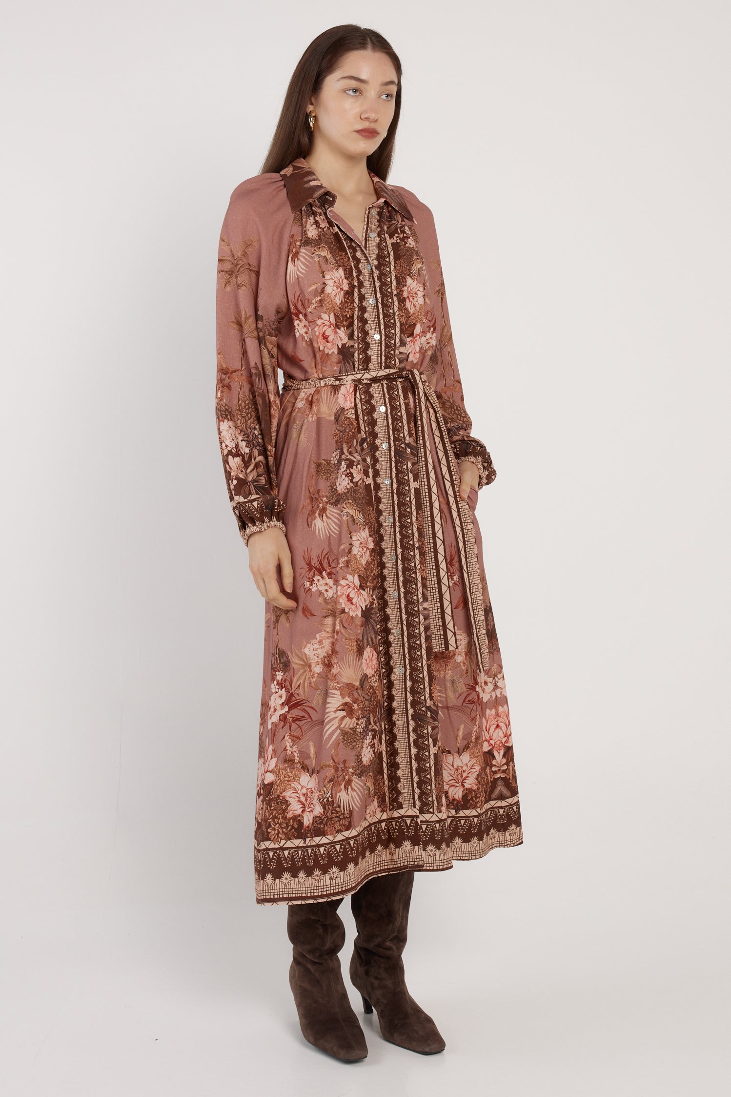 Fate+Becker Nina Shirt Dress - Dark Scarf Print