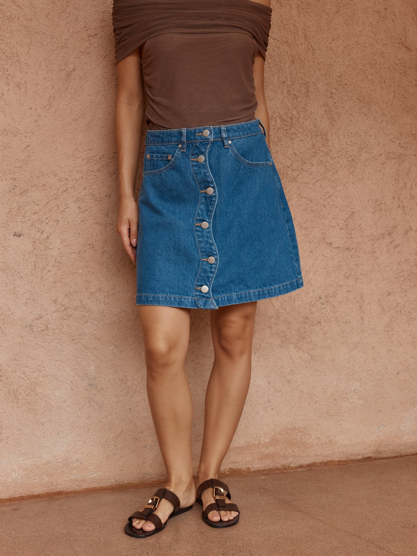 Sass Tipo Wave Denim Skirt - Classic Denim