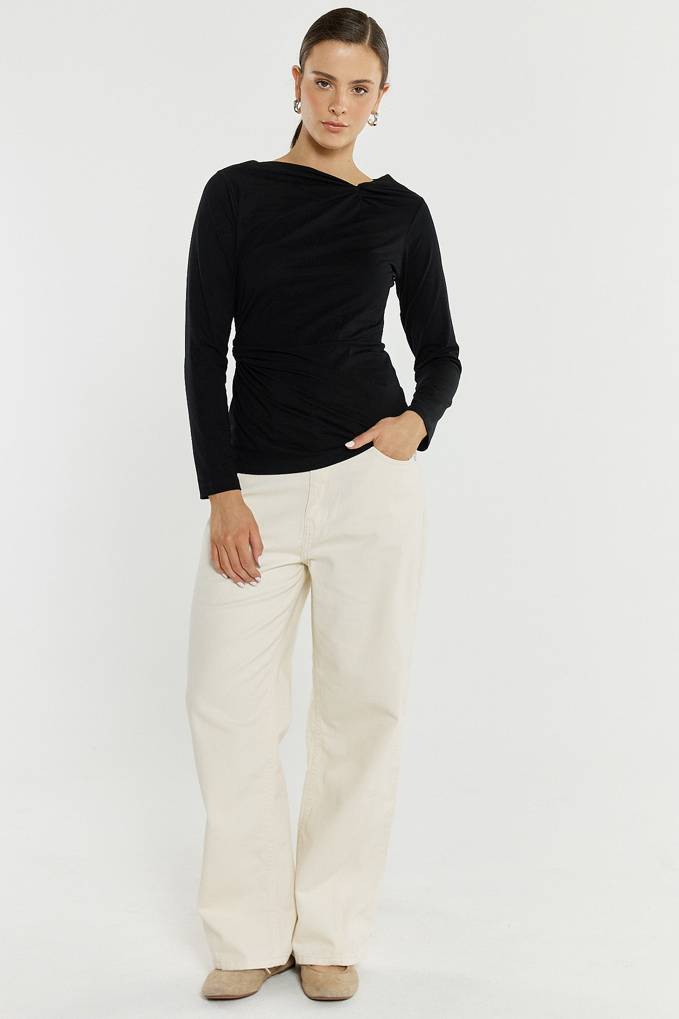 Sass Sophia Twisted Top - Black