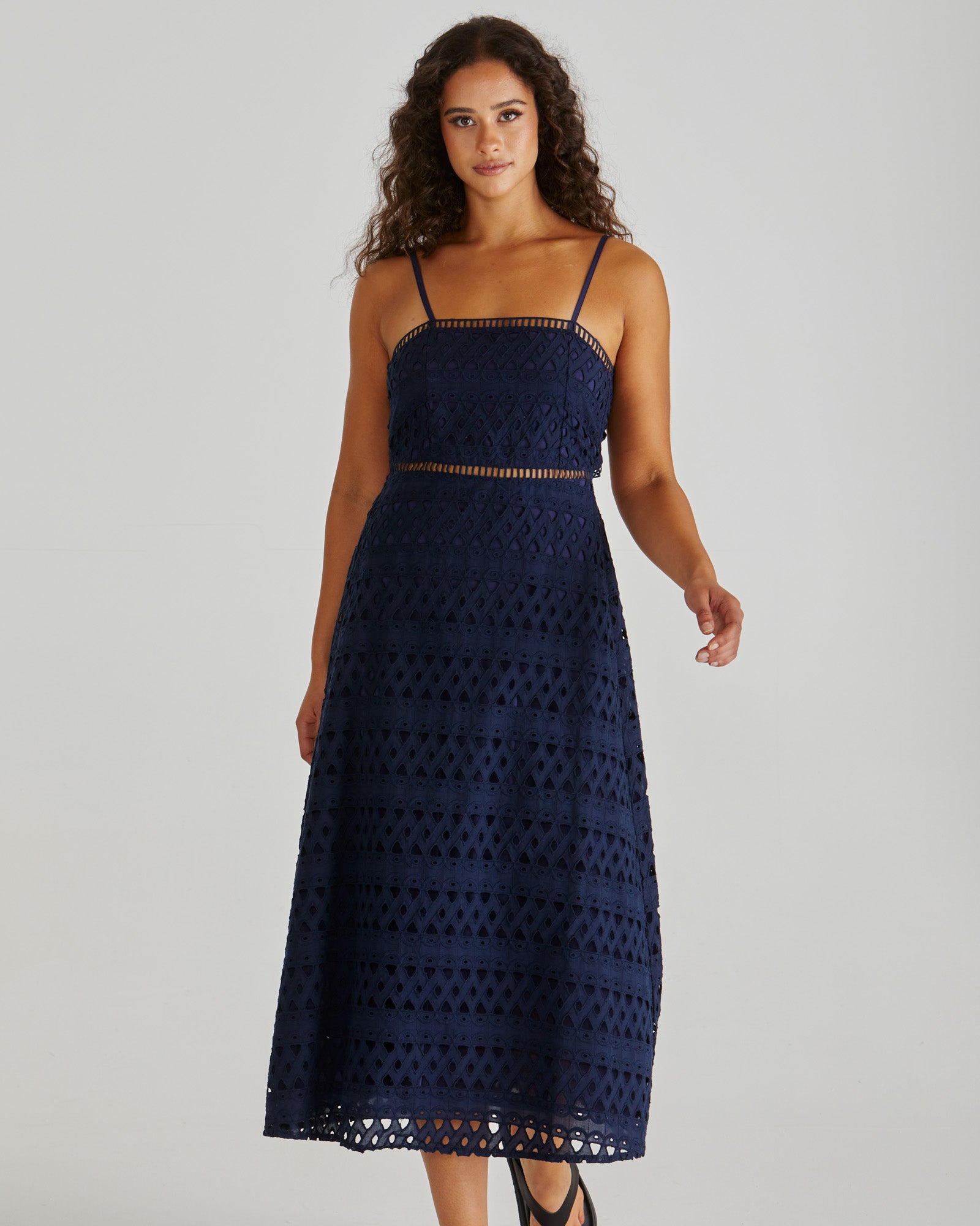 Sass Steva Kali Broderie Dress - Navy