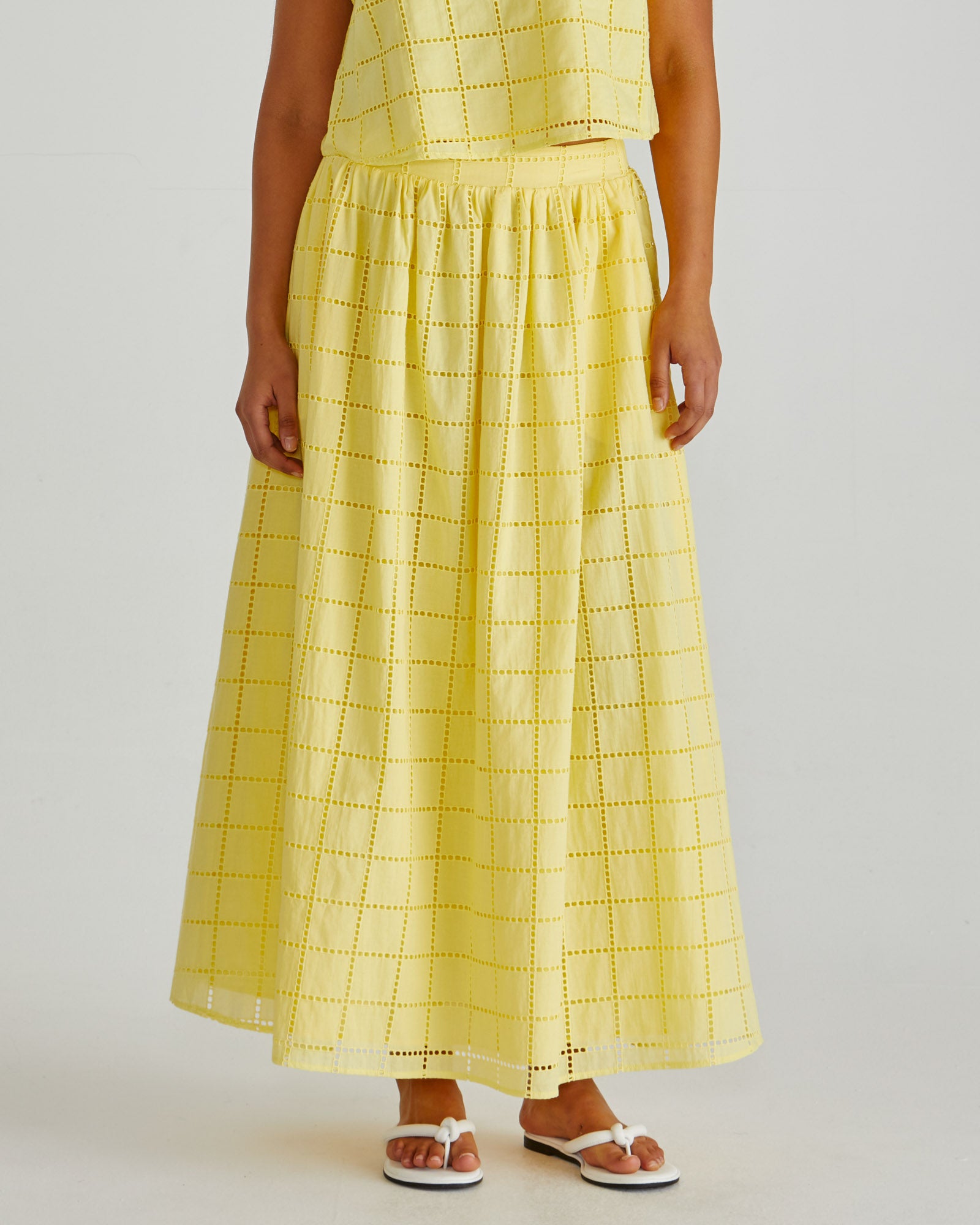 Sass Helmi Broderie Full Skirt - Yellow