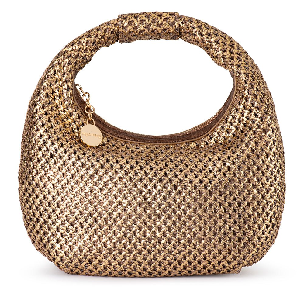 Olga Berg Eden Woven Hobo Bag - Bronze