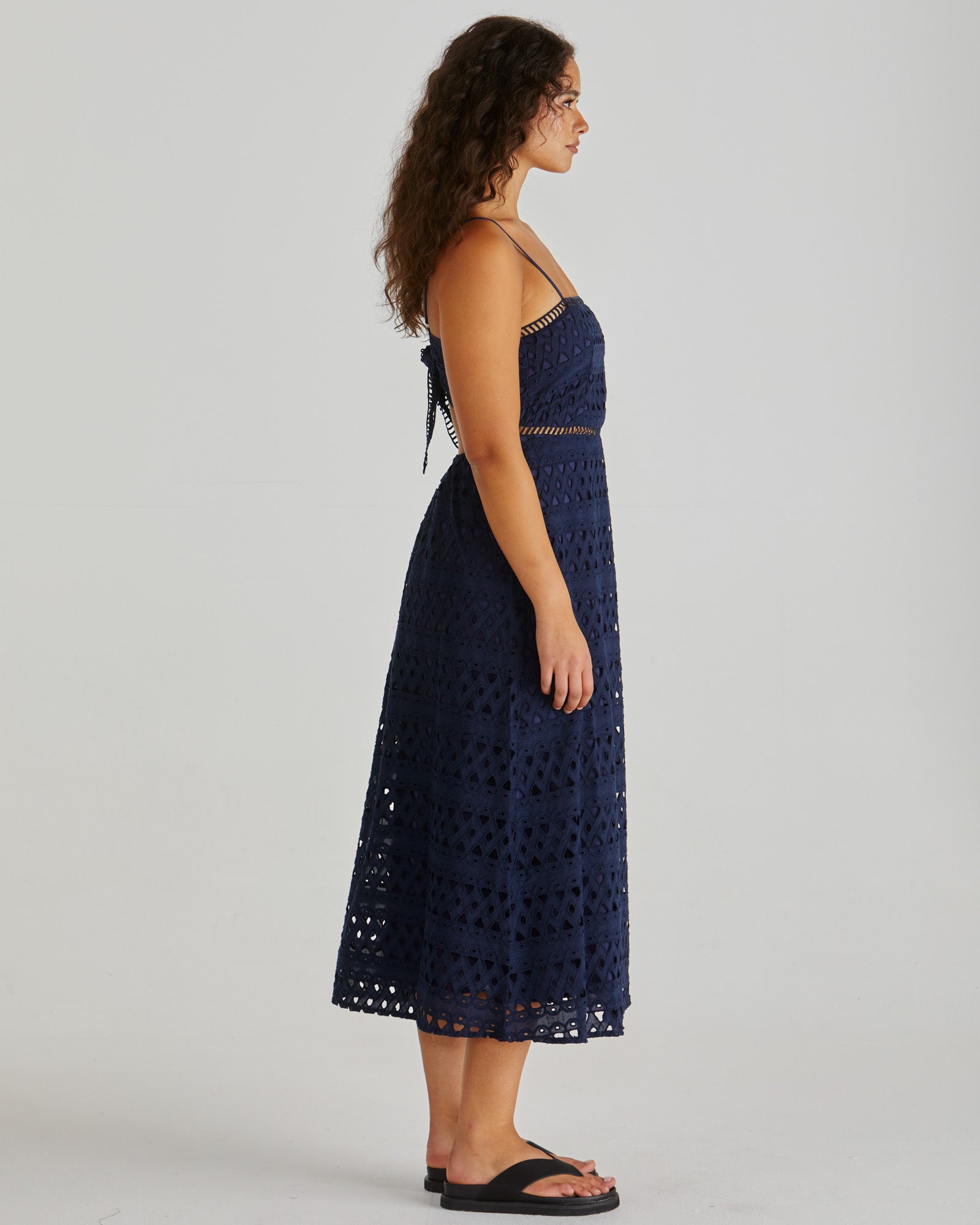 Sass Steva Kali Broderie Dress - Navy