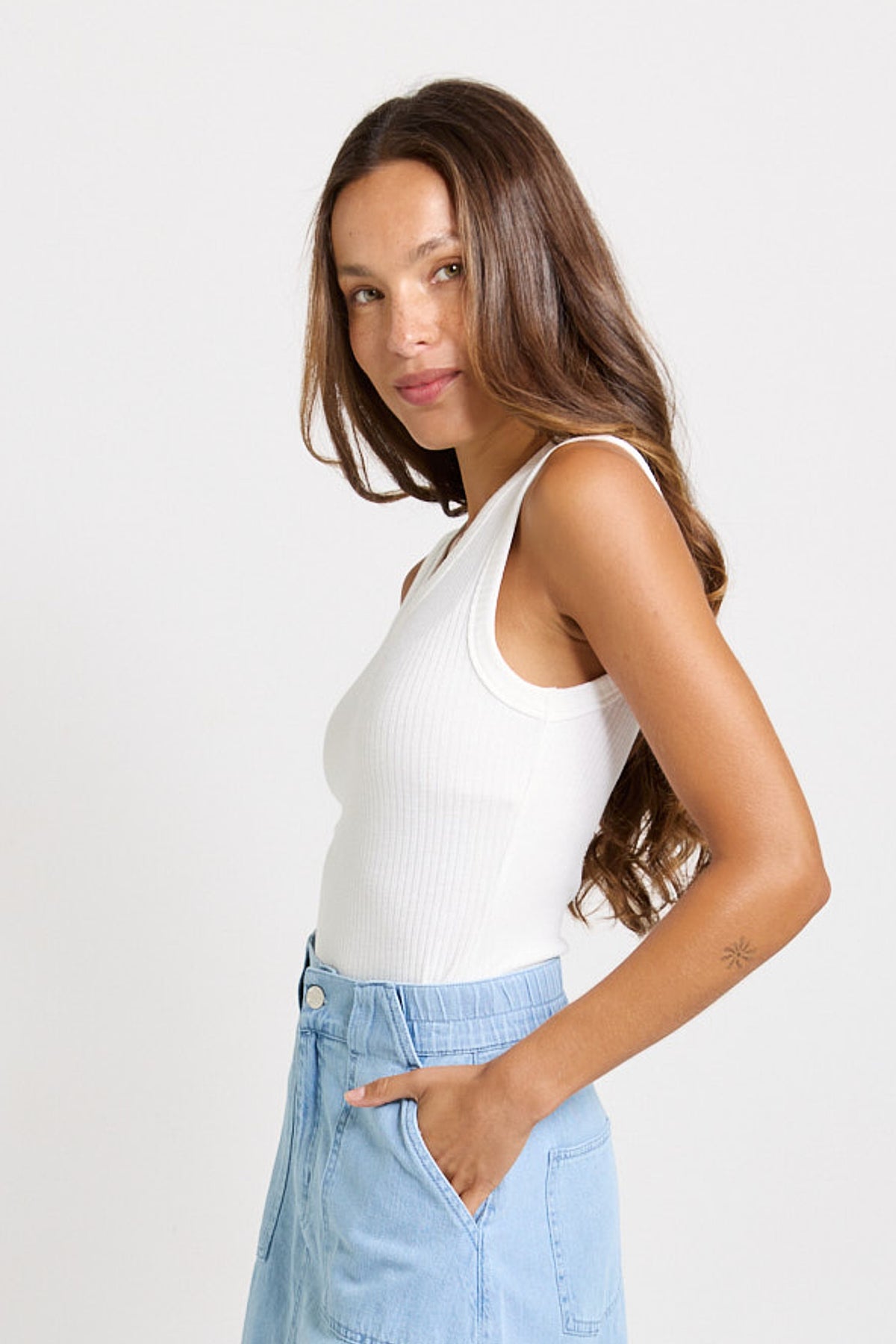 Betty Basics Francis Rib Tank - White