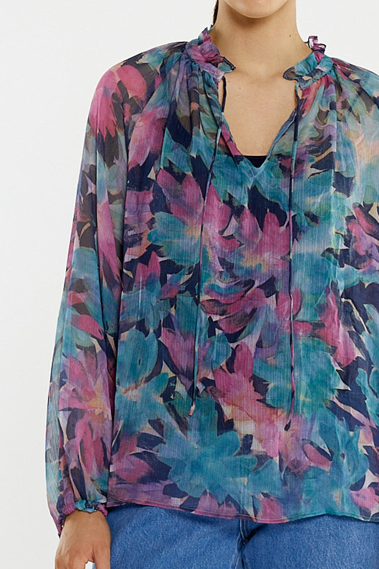 Sass Willow Tie Front Blouse - Native Orchid