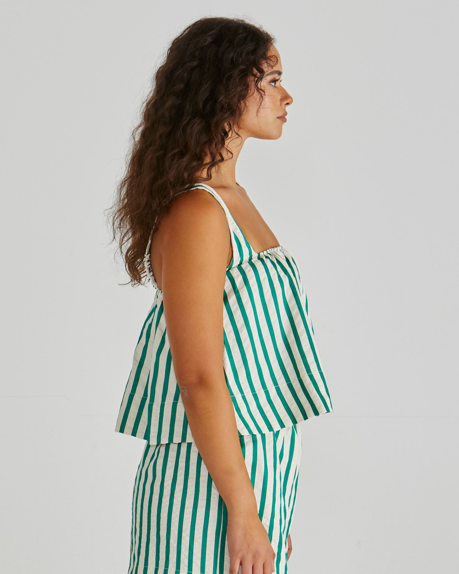 Sass Henri Baby Doll Top - Green Stripe