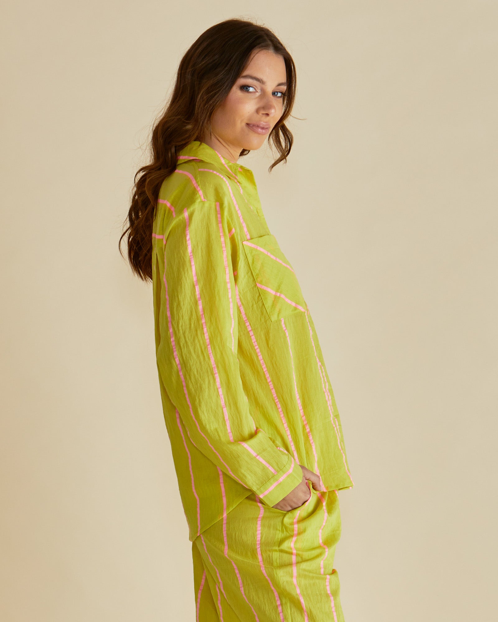 Betty Basics Hayman Shirt - Yellow/Pink Stripe